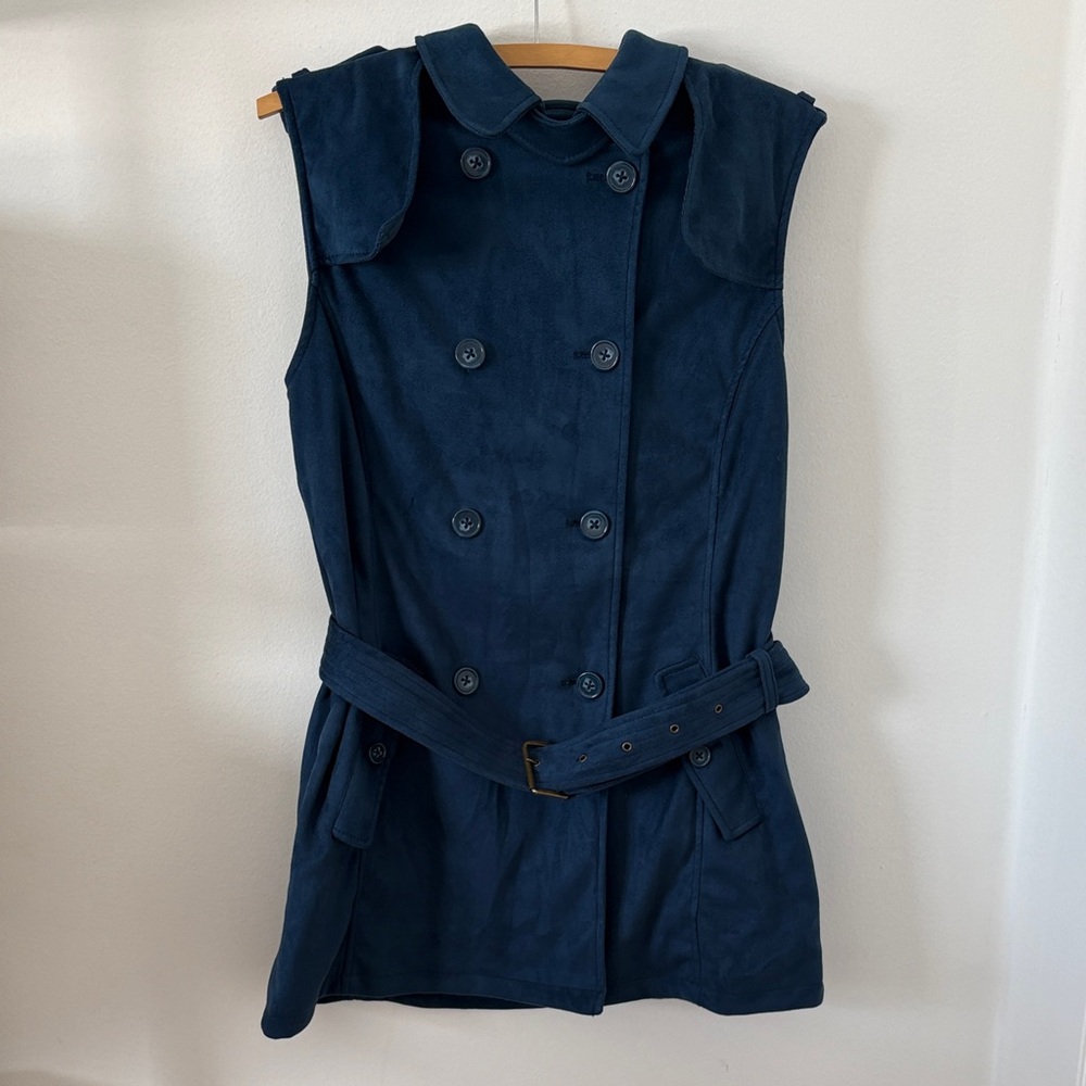 Design Lab Lord & Taylor Navy Double-Breasted Vest